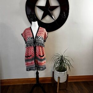 Lucky Brand Western Coloured Pattern Vest with Fringe 
Size XS/S